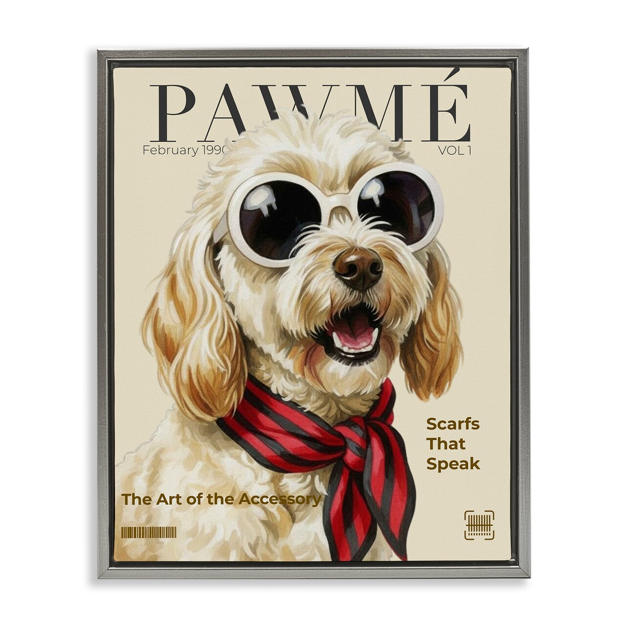 Stupell Industries Pawme Dog Fashion Magazine Floating Frame, design by A Barefoot Stylist